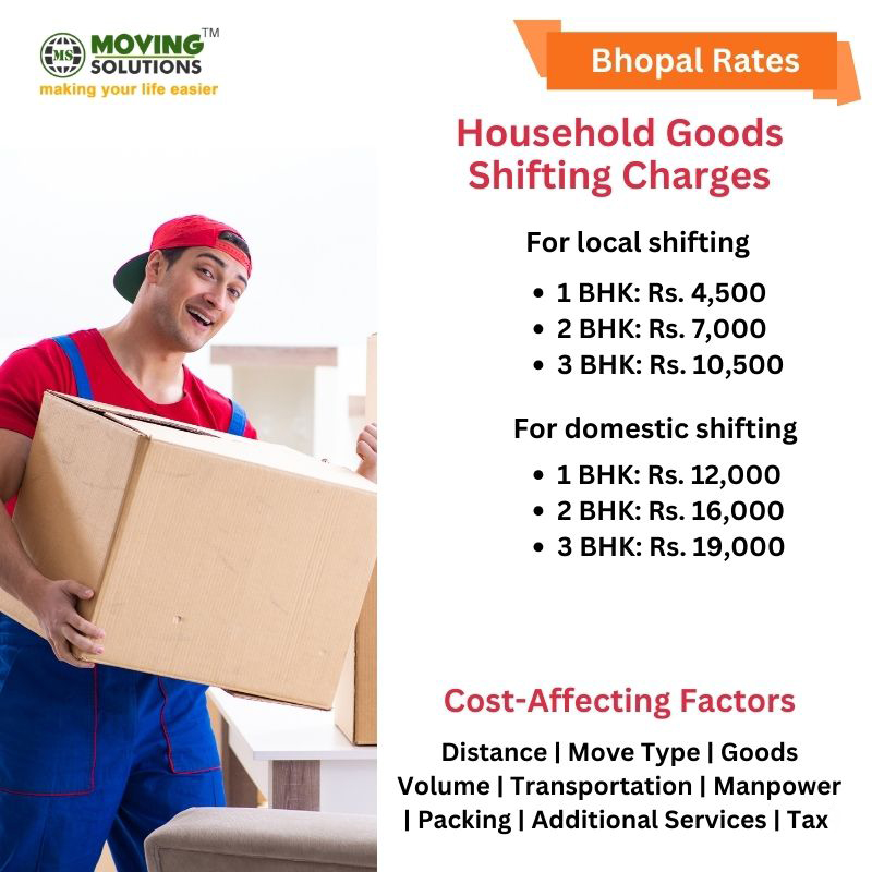 Packers movers charges Bhopal