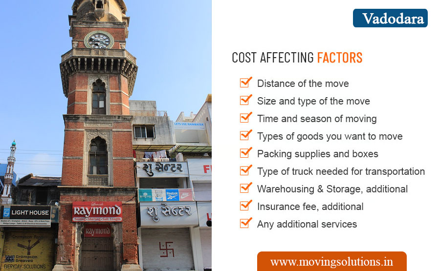 packers movers charges factors vadodara